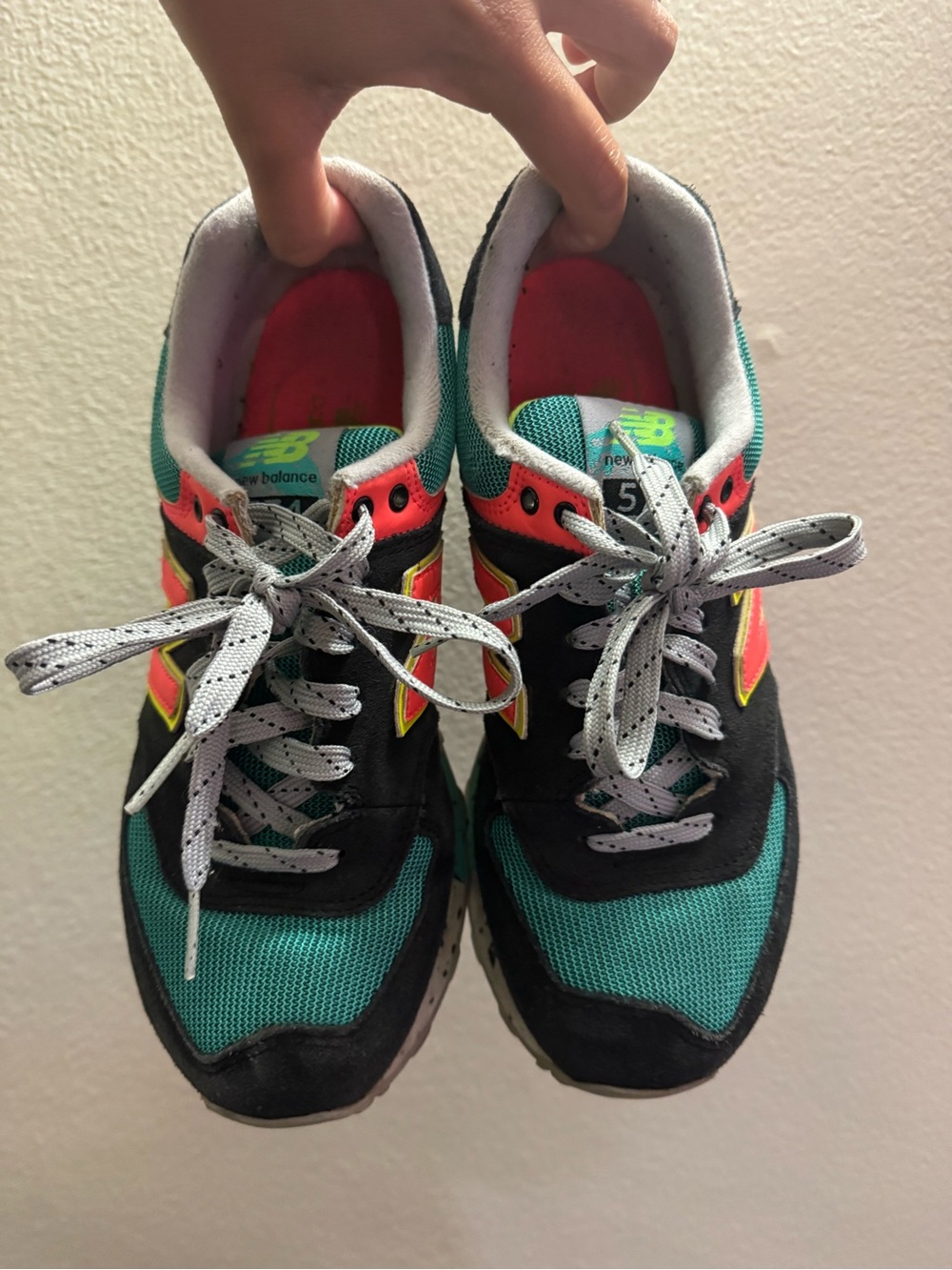 New Balance Teal, Black & Neon Pink Youth Sneakers